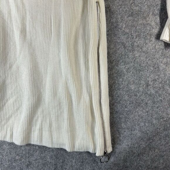 Bar III Sweater Dress Womens Medium Turtle Neck Sheath Zip Side White - Picture 6 of 8